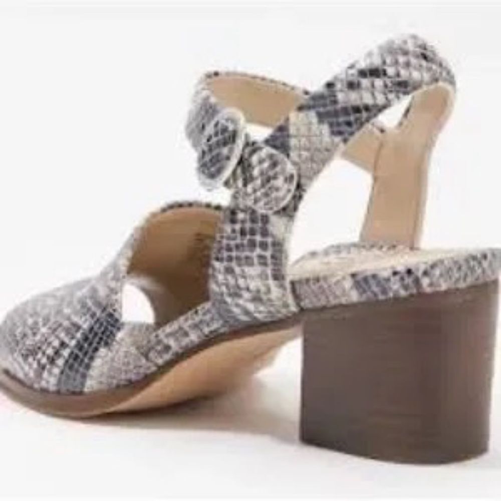 Earth Murano Snake Print Stack Heel Slingback Sandals Sz 9